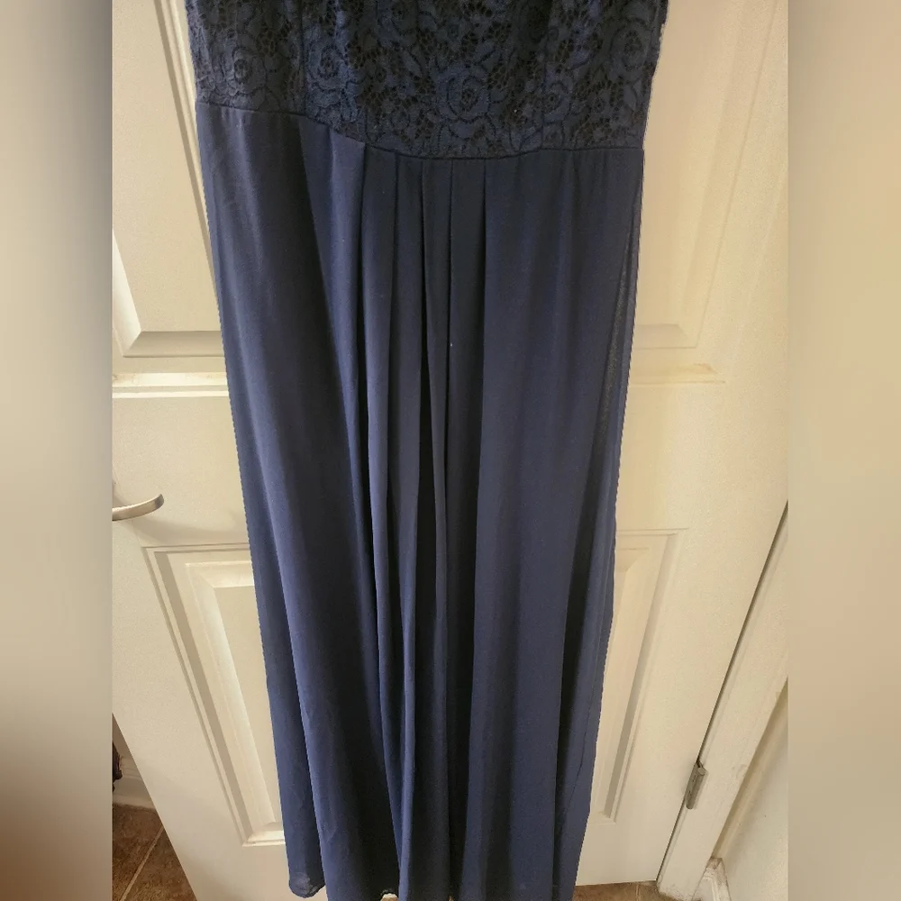 Miusol Navy Lace Maxi Dress Sleeveless Formal Evening Dress Size M - Picture 3 of 7